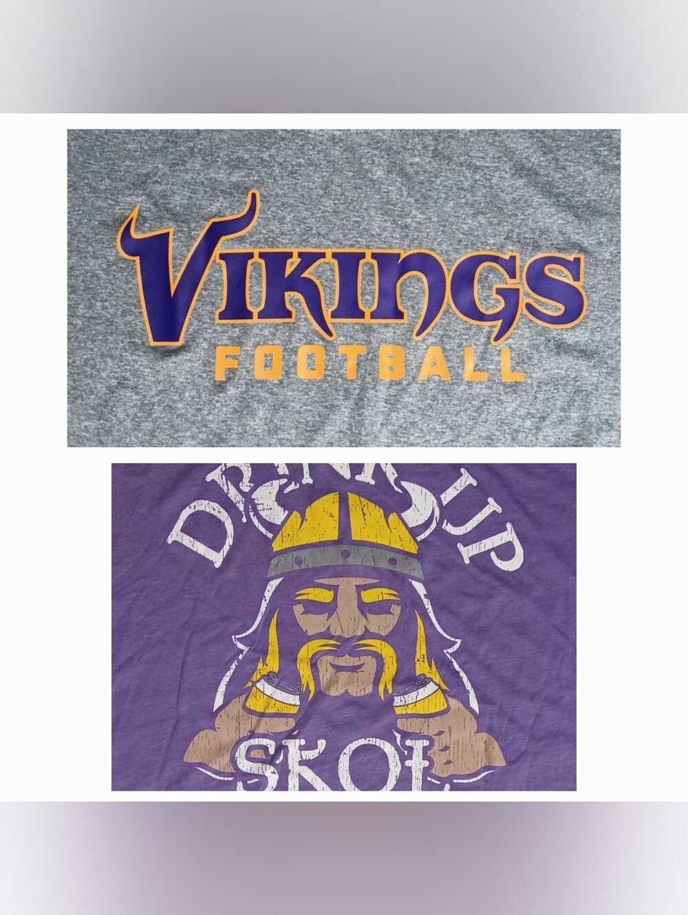 NIKE Minnesota Vikings 2 t shirt lot Skol On Dri-Fit NFL Football Beer Twins